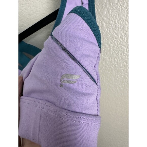 Fabletics Sports Bra Womens XXS Purple Teal Crossback Adjustable Gym Yoga - Picture 3 of 5